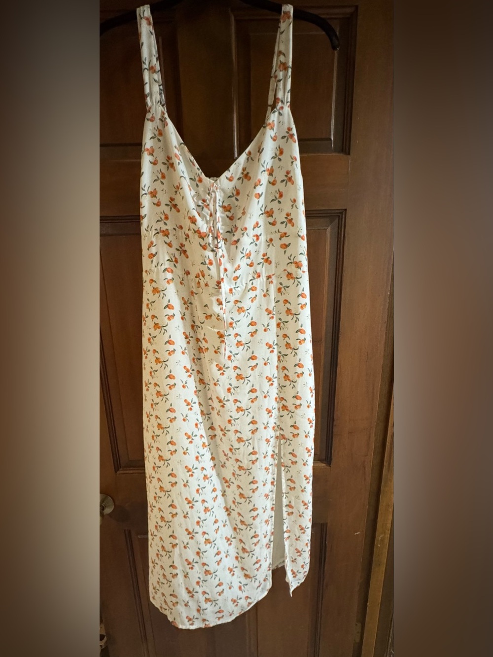 Abercrombie & Fitch Dress with slit - Cream with Orange Floral